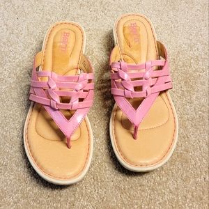 Born Pink Leather Wedge Sandal, Size 7M